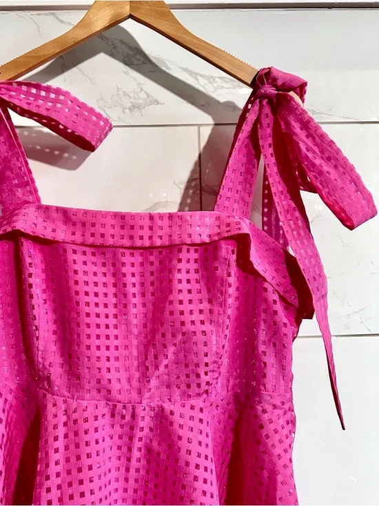 Lulus Pink Jacquard Tie Strap Mini Dress - Picture 2 of 10